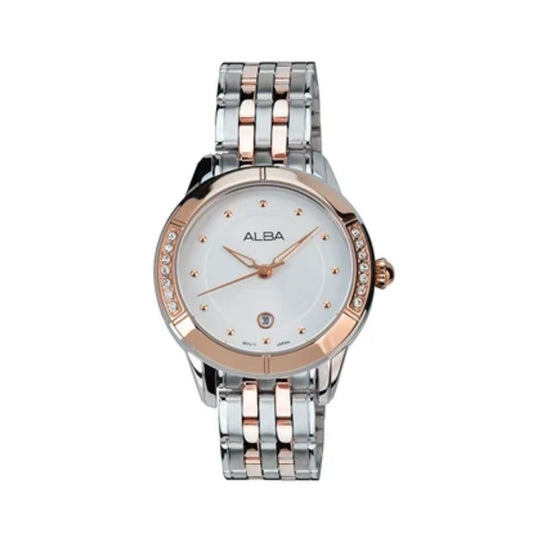 Alba Sparkling Bezel White Dial Women's Watch AH7EM2X1