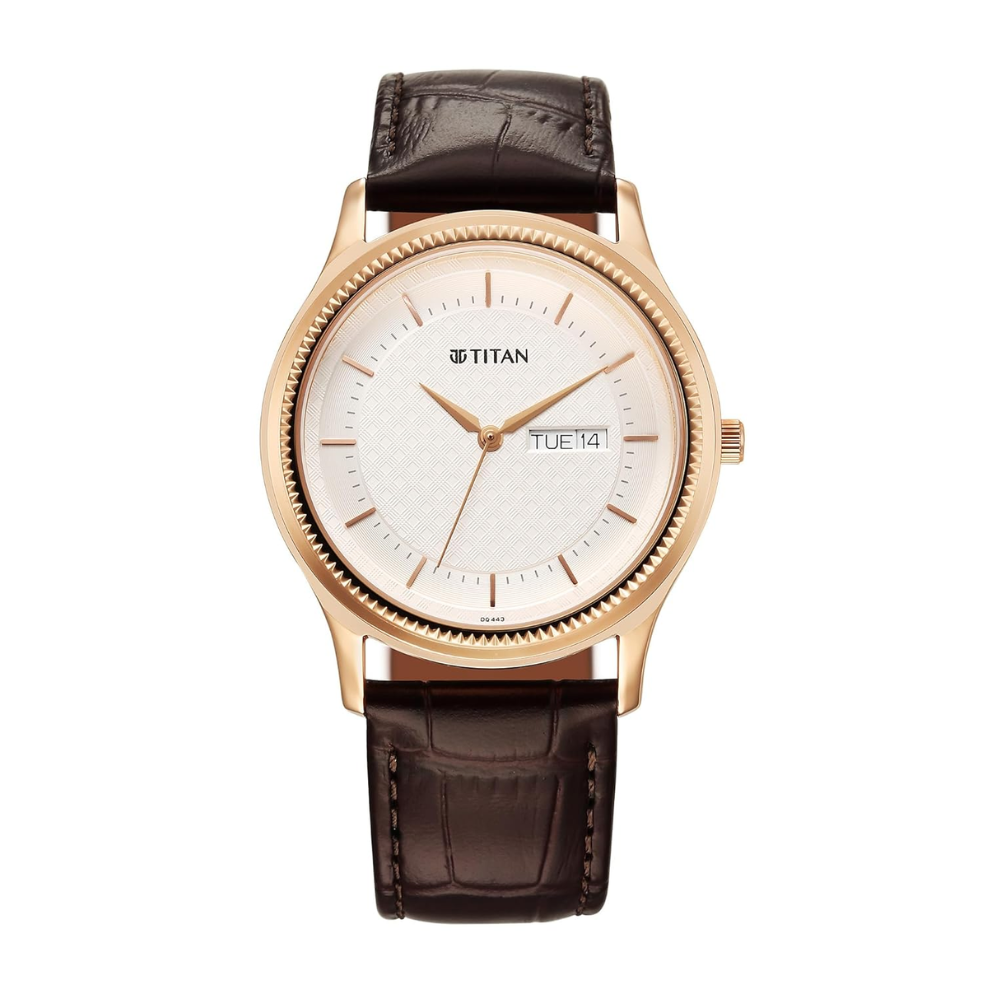 Titan Karishma Silver Dial Leather Strap Men's Watch 1825SL02