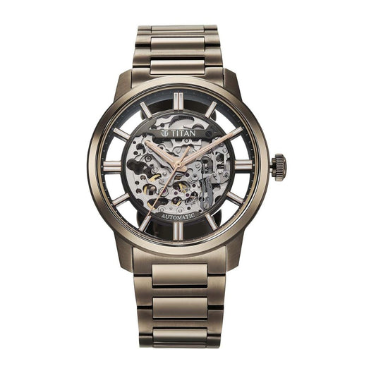 Titan See-Through Skeletal Copper Brown Men's Watch 90220QM01