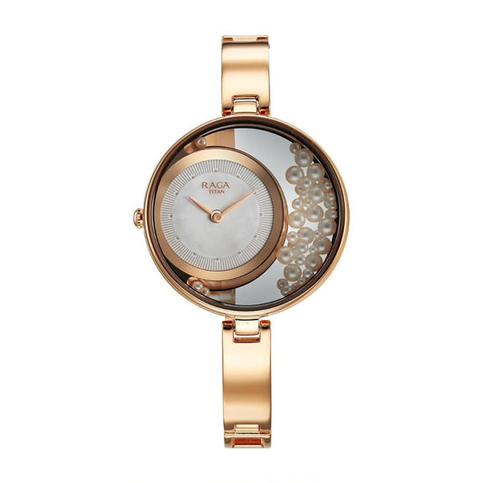 Titan Raga Power Pearls Rose Gold Women's Watch 95224WM01