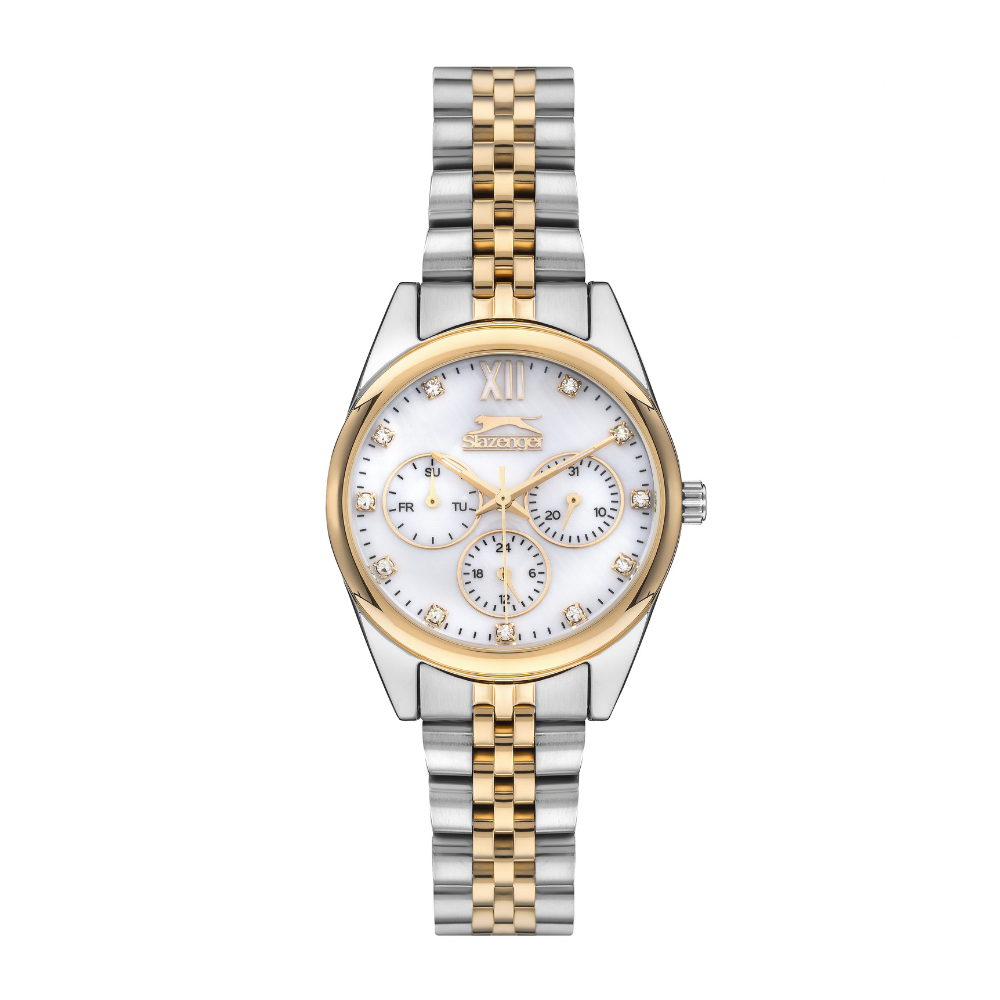 Slazenger Multi Function Mother of Pearl Dial Women's Watch Metal Strap SL.09.1990.4.03