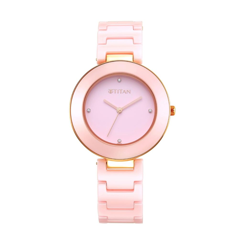 Titan Pink Ceramics Pink Women's Watch 95189KC04