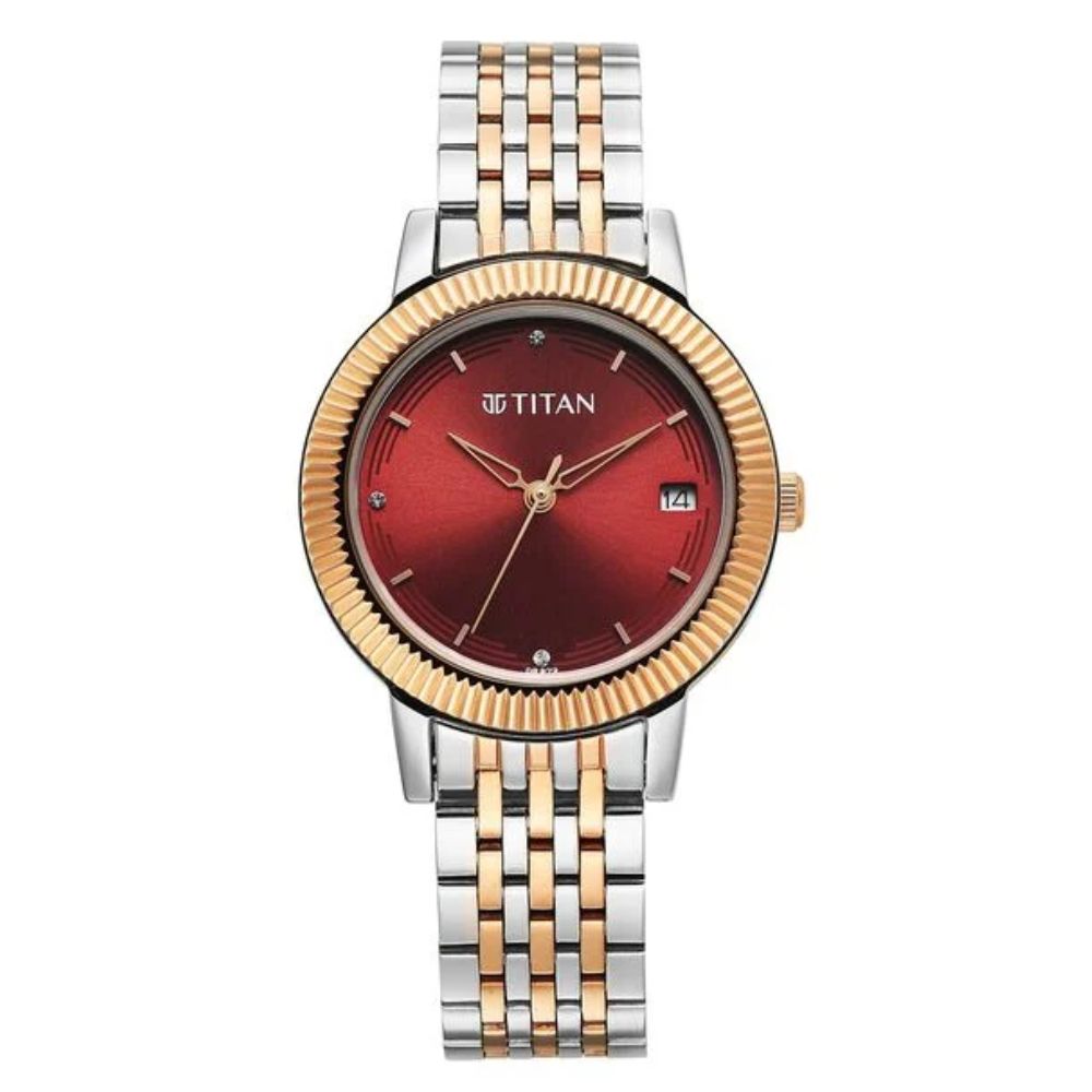 Titan Karishma Red Dial Two Toned Women's Watch 2968KM01