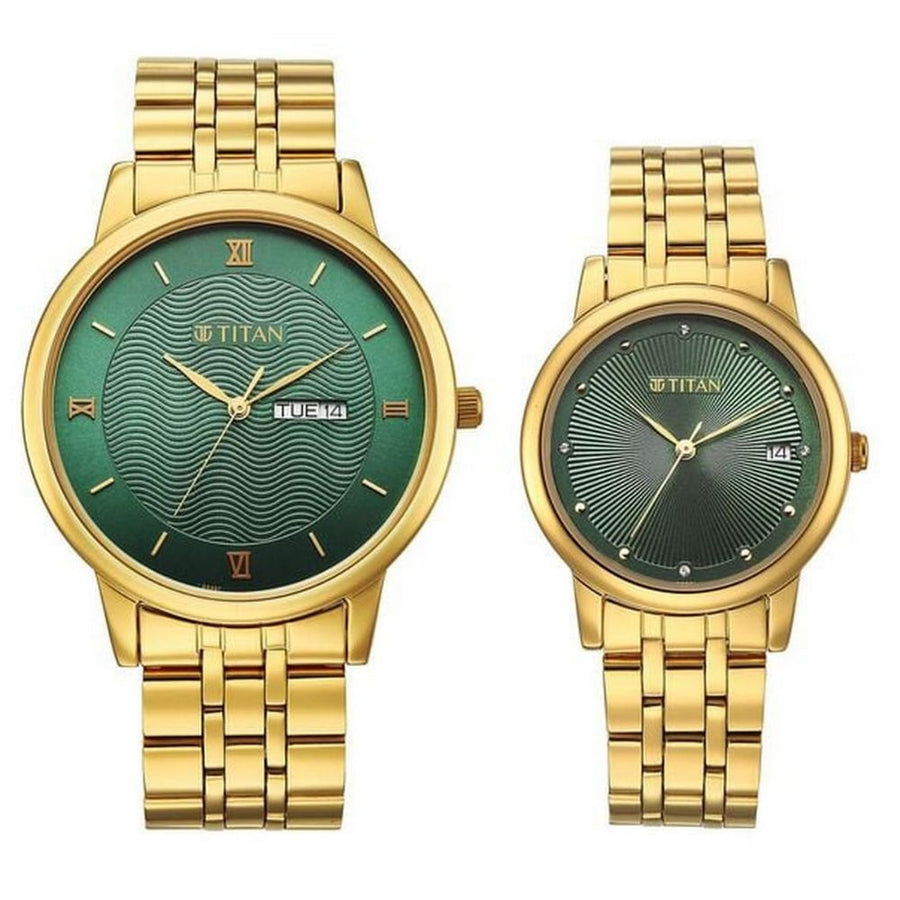Titan Bandhan Eternal Green Dial Couple Watch 19672967YM01