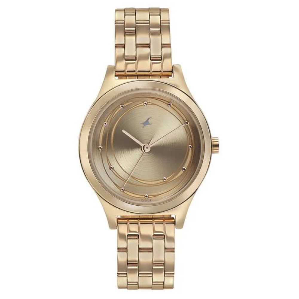 Fastrack Style Up Golden Dial Women's Watch - 6152WM01