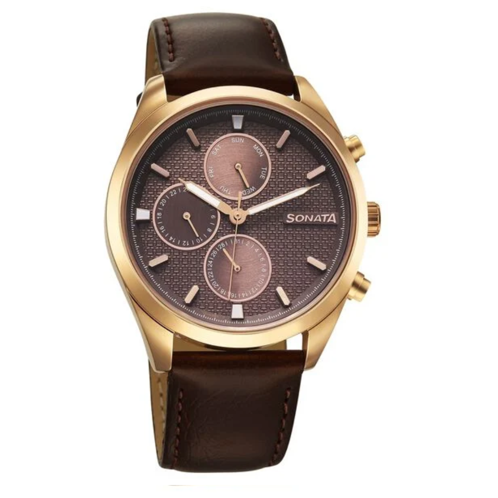 Sonata Magna Brown Dial Men's Watch 7155WL01
