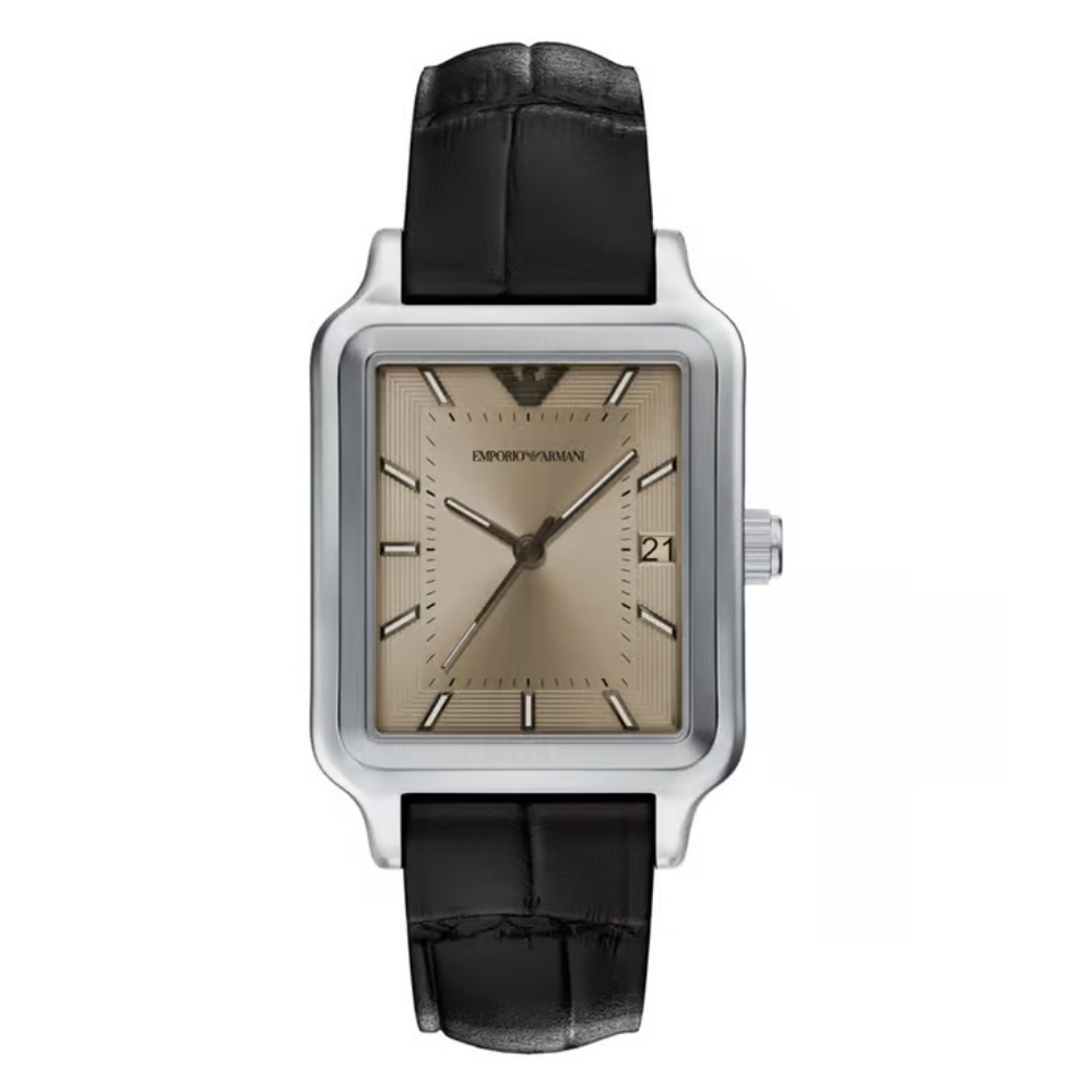 Emporio Armani Beige Dial Men's Analog Leather Watch AR11756