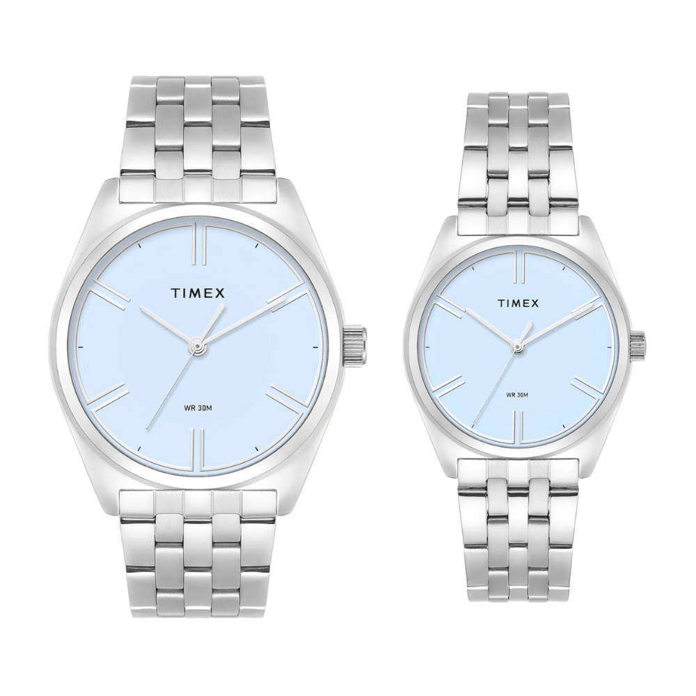 TIMEX SkyBlue Silver Pair's Watch TW00PR360