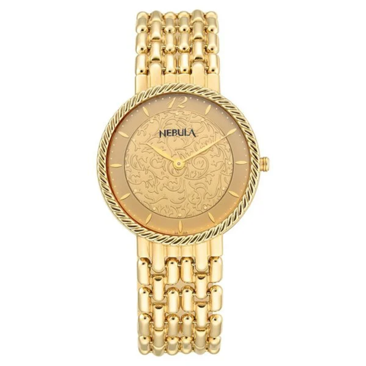 Titan Nebula Vintage 18k Gold Rice Grain Strap Watch for Men NT1921DM02