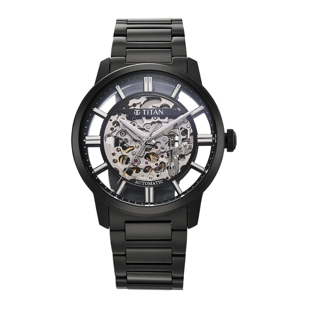 Titan See-Through Skeletal Black Men's Watch 90220NM01
