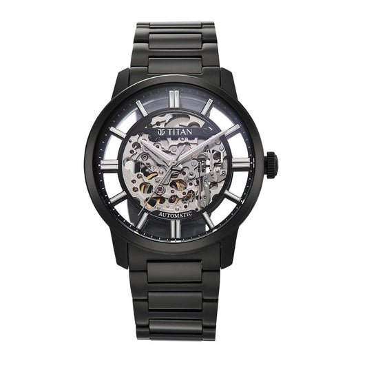 Titan See-Through Skeletal Black Men's Watch 90220NM01