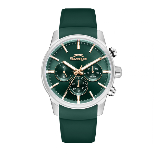 Slazenger Multifunction Green Dial Men's Watch Silicone Strap SL.09.2535.2.08