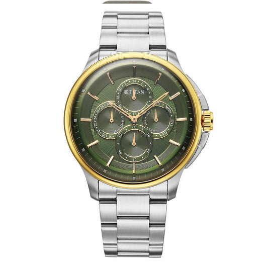 Titan Classique Four Eye Green Dial Men's Watch 90217BM02
