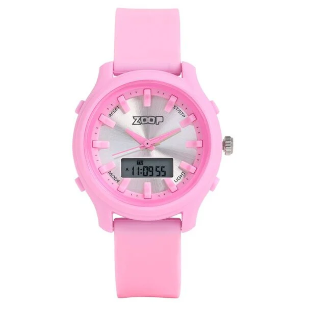 Zoop Silver Dial Pink Strap Girls Kids Ana-Digi Watch 16046PP02