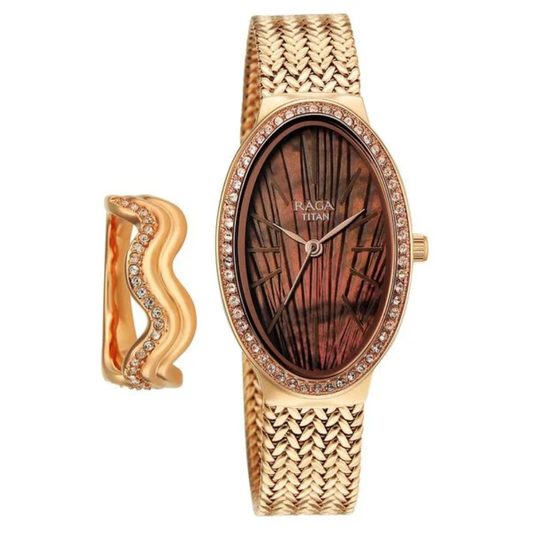 Titan Raga Glimmers Brown Dial Women's Watch 95338WM01