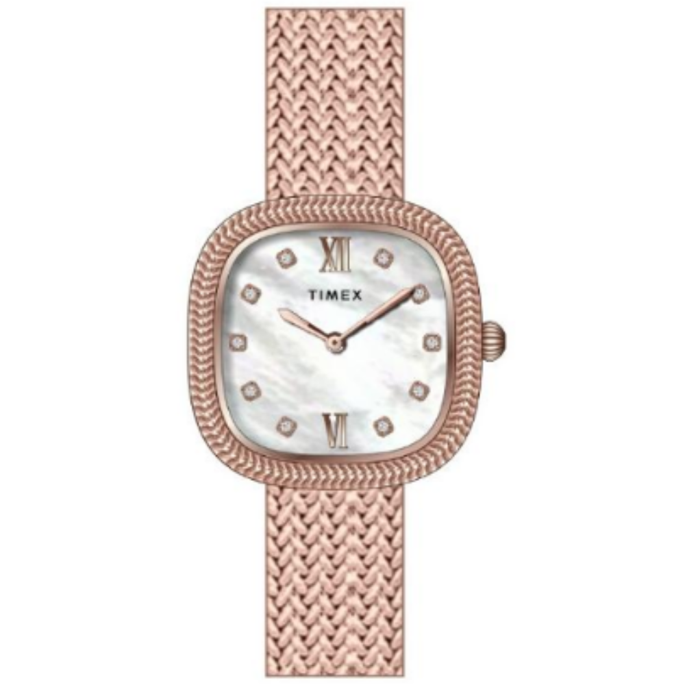 Timex White Dial Women's Analog Mesh Strap Watch TWEL28602