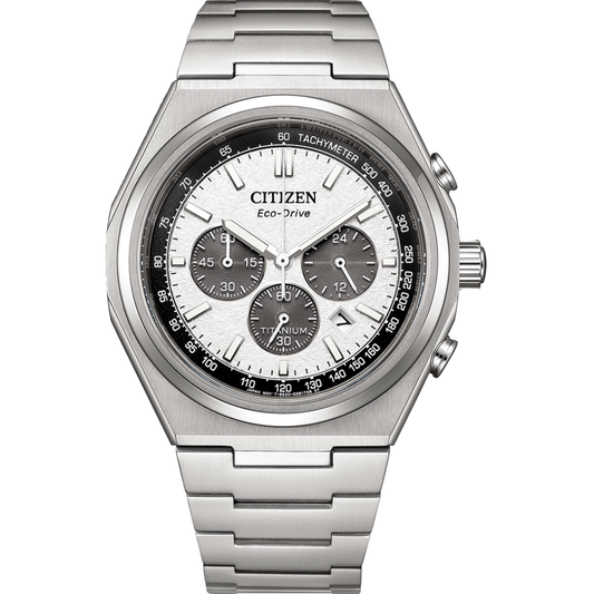 Citizen Zenshin White Dial Men's Chronograph Titanium Watch CA4610-85A