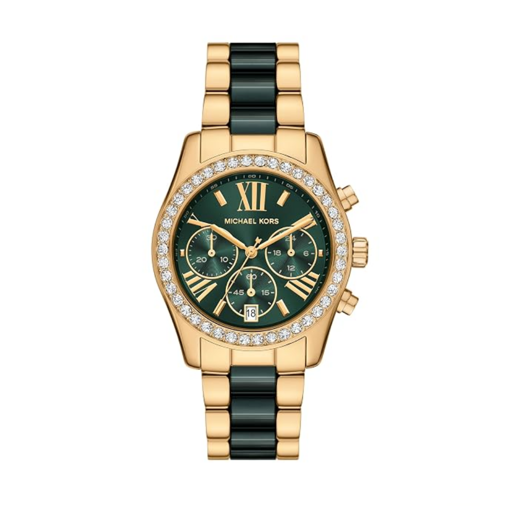Michael Kors Lexington Green Dial Chronograph Women's Watch MK7636