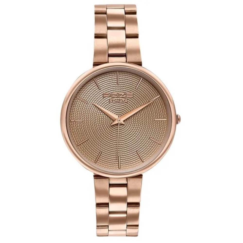 Sonata Poze Beige Dial Women's Watch SP80113WM02