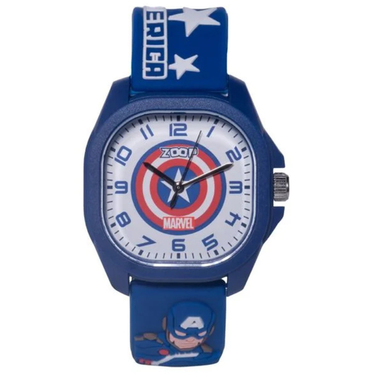 Zoop Marvel Captain America Dial Blue Strap Boys Kids Analog Watch 16045PP01