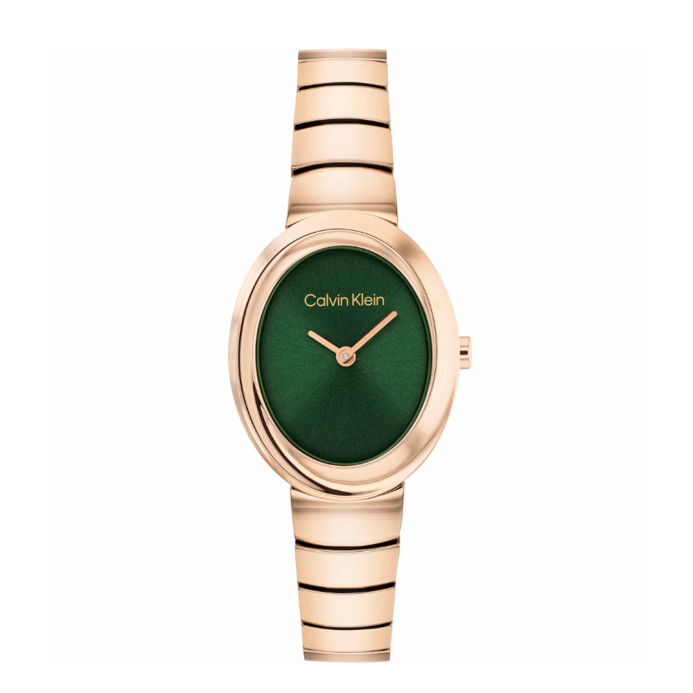 Calvin Klein Twisted Bezel Green Dial Women's Analog Stainless Steel Watch 25100148