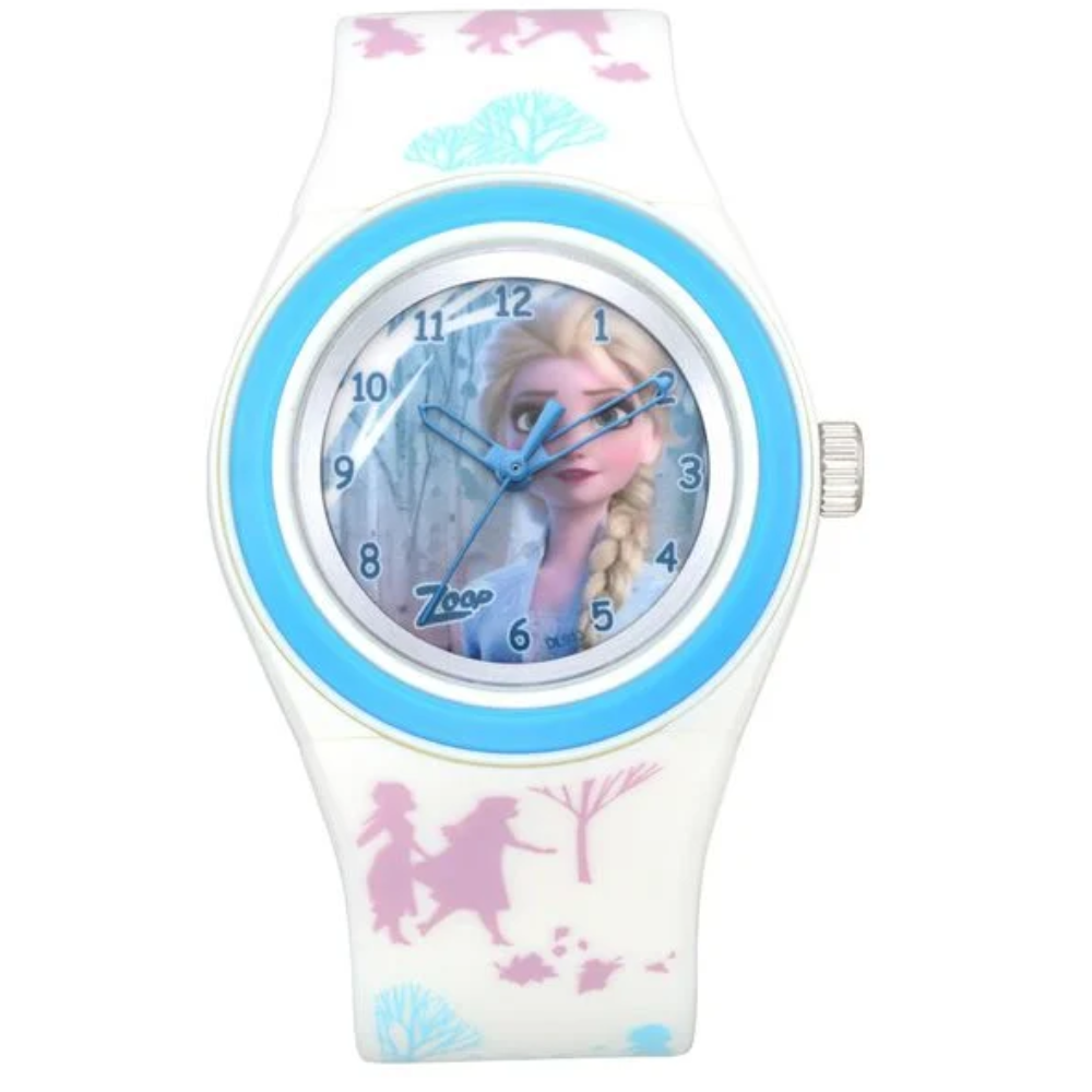 Zoop Disney Frozen Blue Dial White Strap Girls Kids Watch NSC4048PP43