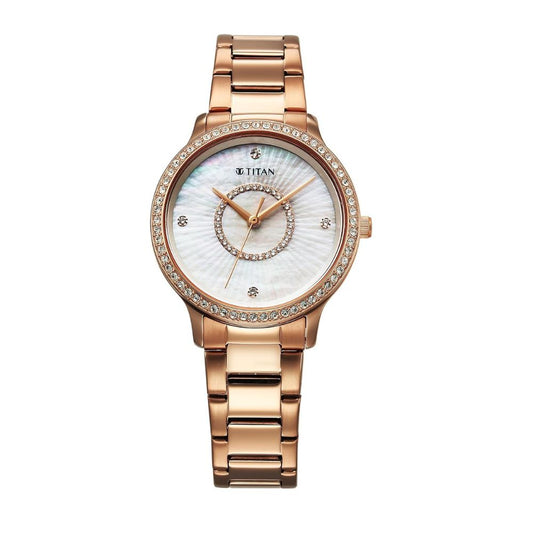Titan Glamour Rose Gold Women's Watch 95314WM01