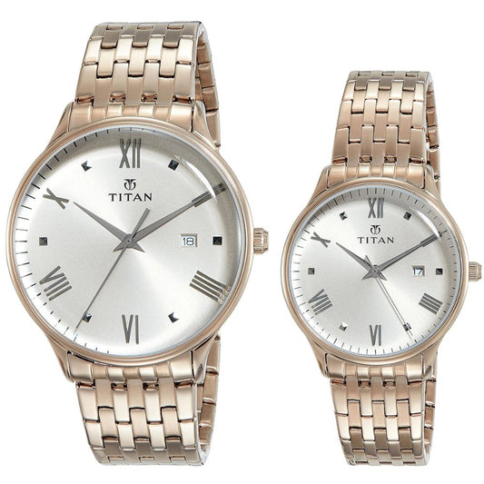 Titan Bandhan Rose Gold Dial Couple Watch NS9400194201WM01P