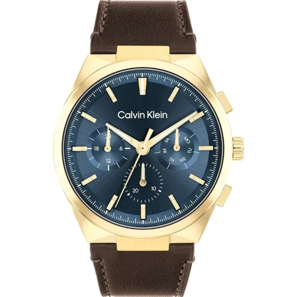 Calvin Klein Distinguish Blue Dial Men's Quartz Analog Leather Watch 25200445
