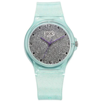 Zoop Glitter Grey Dial Green Strap Girls Kids Watch 26030PP02W