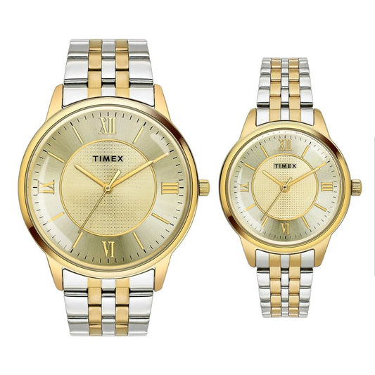 Timex Round Champagne Pair Watch TW00PR333