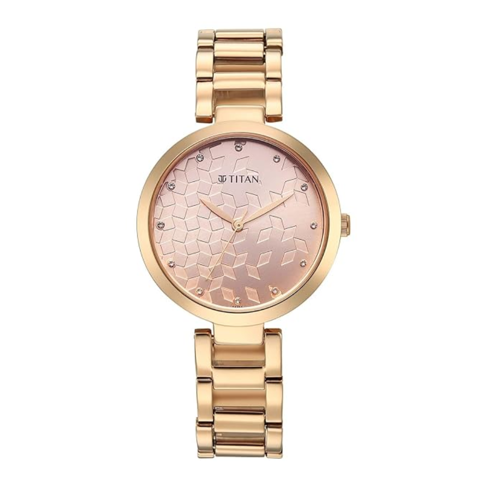 Titan Purple Superheads Rose Gold Women's Quartz Analog Stainless Steel Strap Watch 2480WM08