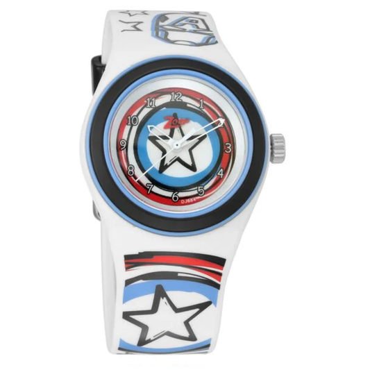 Zoop Marvel Captain America White Dial White Strap Boys Kids Analogue Watch C4048PP28