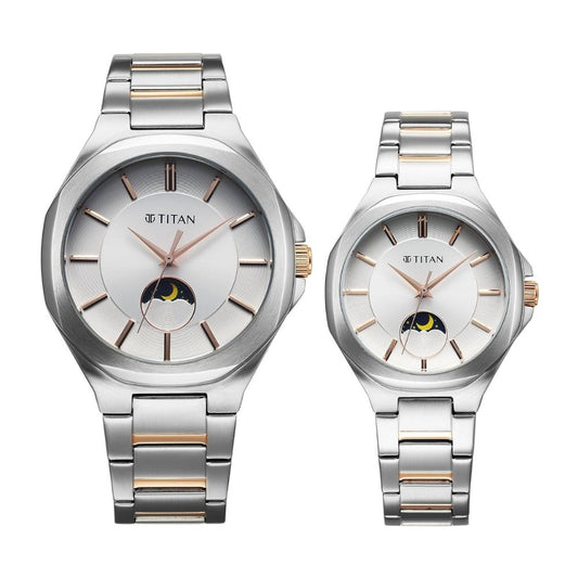Titan Modern Bandhan Silver Pair Watch 9400994209KM01