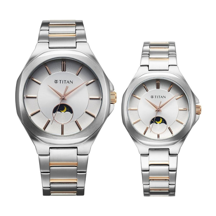 Titan Modern Bandhan Silver Pair Watch 9400994209KM01