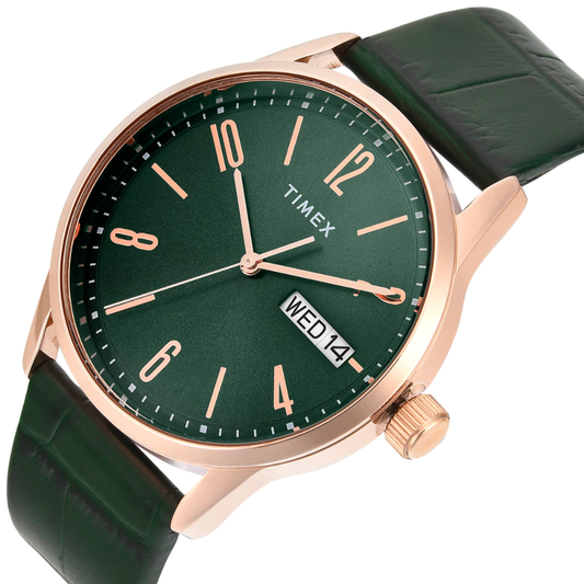 Fashion Green Dial Men Leather Watch TWEG25509