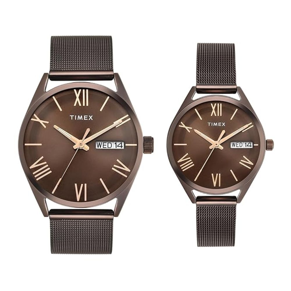 TIMEX Trendline Brown Pair's Analog Round Dial Watch TW00PR353