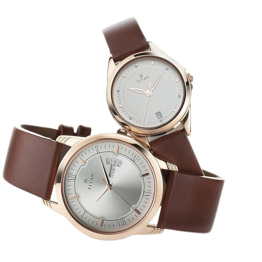 Titan Bandhan Silver Couple Watch 17742565WL01
