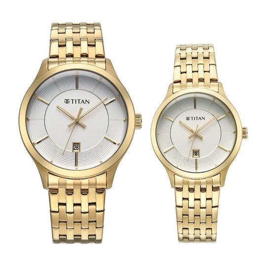 Titan Modern Bandhan Pair Yellow Gold Couples Watch 9401494214YM01