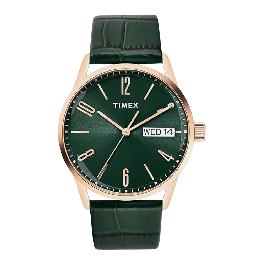 Fashion Green Dial Men Leather Watch TWEG25509