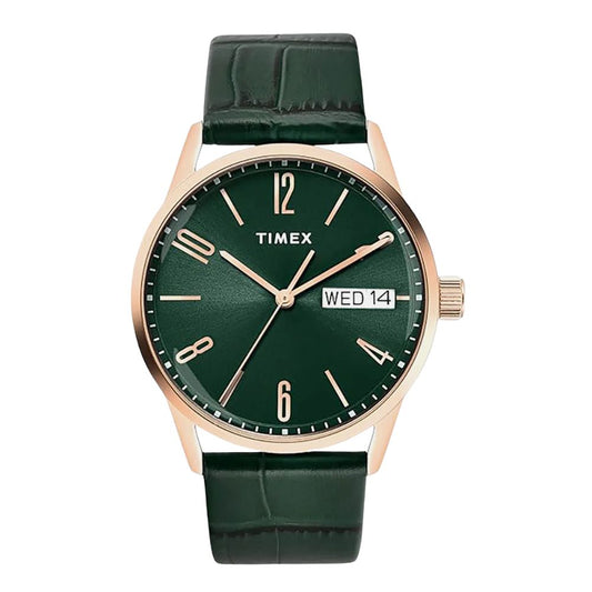 Fashion Green Dial Men Leather Watch TWEG25509