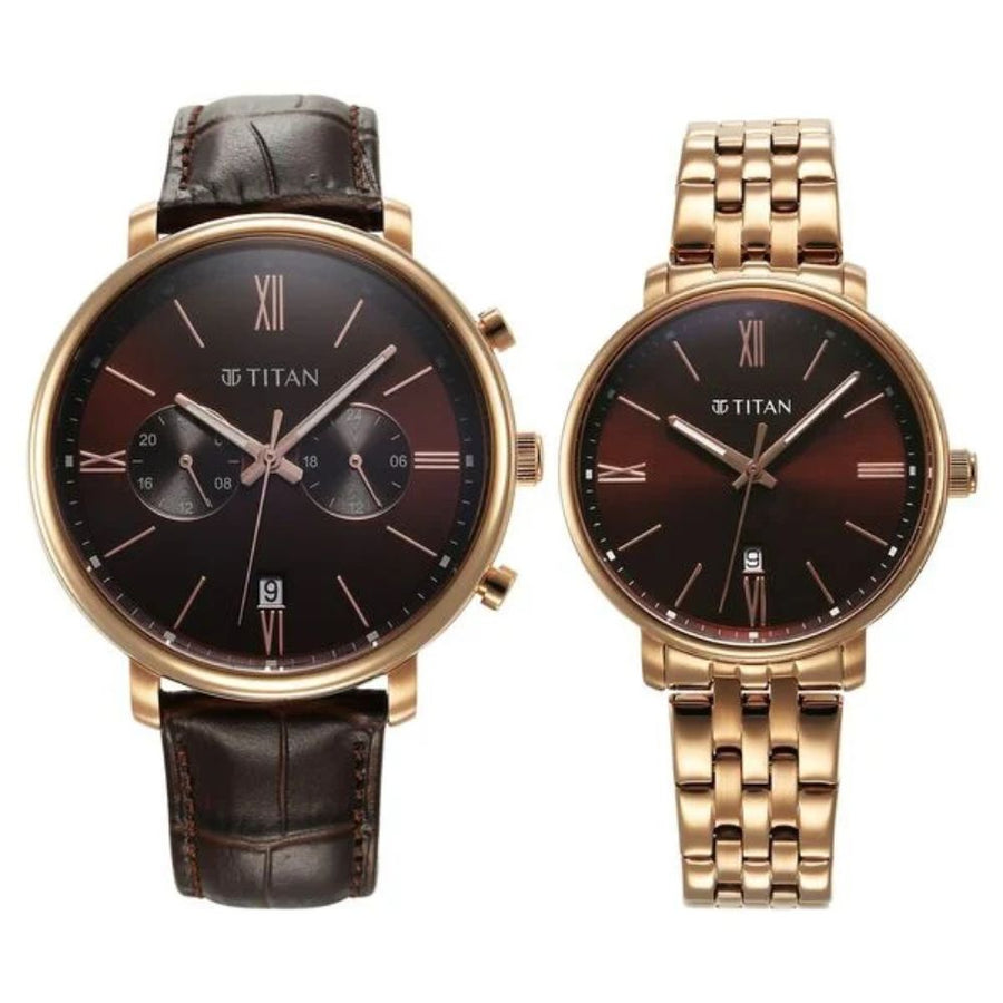 Titan Bandhan Brown Couple Watch 9400794207WZ02