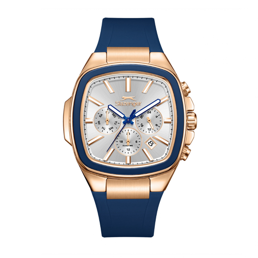 Slazenger Rectangular Curved Silver Dial Navy Casual Men's Watch SL.09.2643.2.439