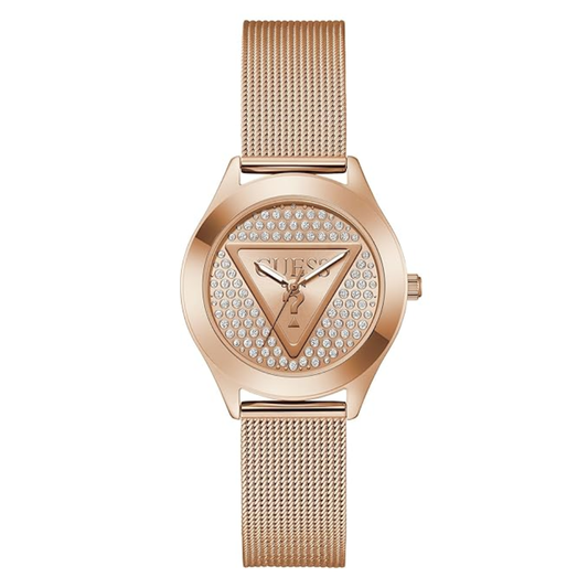 GUESS Glitz Plaque Rose Gold Women Watch GW0835L3