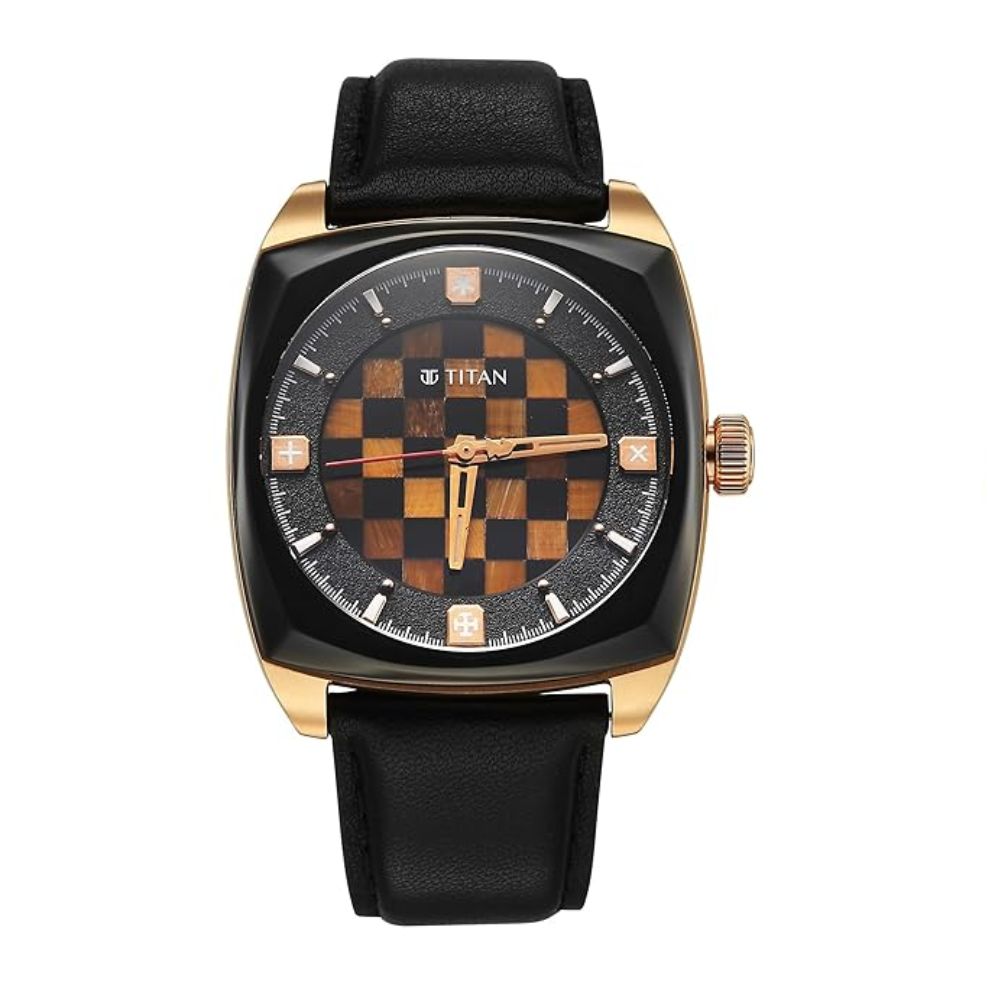 Titan Grandmaster X Gukesh Dommaraju Special Edition Tiger Eye & Black Agate Men's Watch 10073KL02