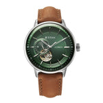 Titan Orbital Open Heart Automatic Green Men's Watch 90226SL01