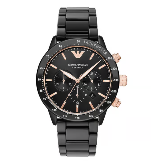 Emporio Armani Black Dial Men's Chronograph Ceramic Watch AR70002