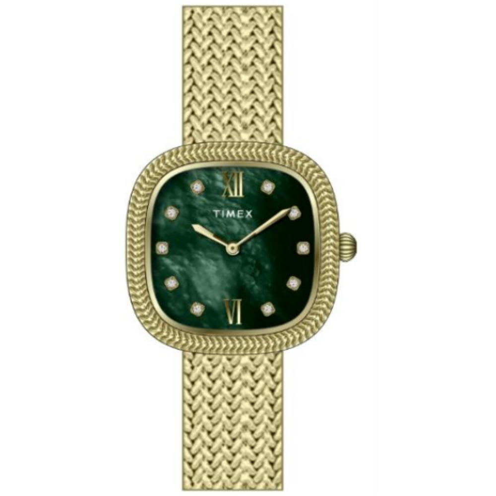 Timex Green Dial Women's Analog Mesh Strap Watch TWEL28600