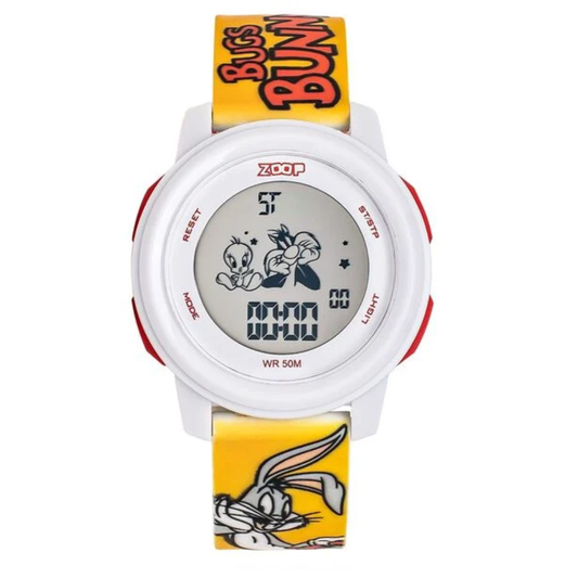 Zoop Looney Tunes Silver Dial Yellow Multi Color Strap Boys Girls Kids Digital Watch 16043PP07