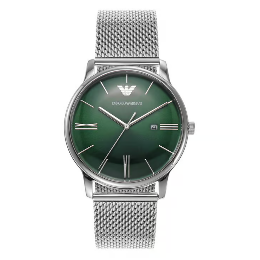 Emporio Armani Minimalist Green Dial Men's Analog Stainless Steel Watch AR11578
